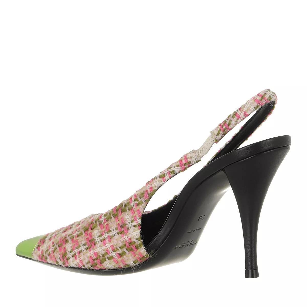 Saint Laurent Vesper Slingback Pumps Green Absinthe Pink Multi Pump