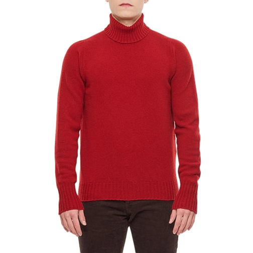 Drumohr Pullover High Neck Wool Sweater Red