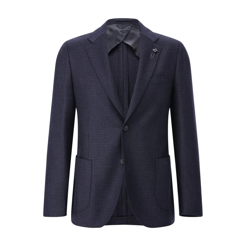 Lardini Anzugjacke Sakko mit Hahnentrittmuster blau