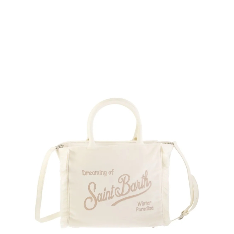 Mc2 Saint Barth Draagtas Colette - Velvet Handbag With Logo Neutrals