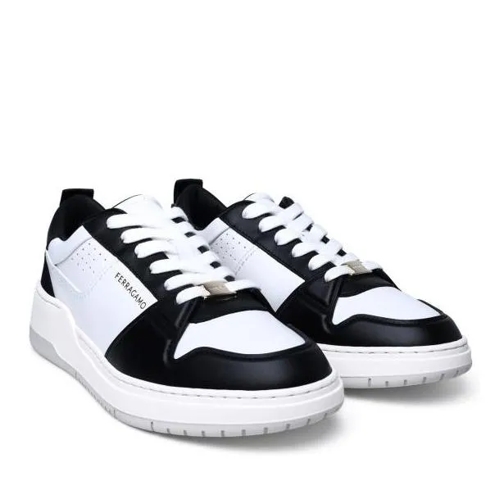 Salvatore Ferragamo Two-Tone Leather Sneakers White Low-Top Sneaker