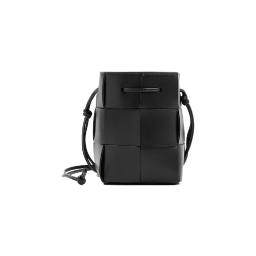 Bottega Veneta Cassette Mini Leather Bucket Bag Black Buideltas