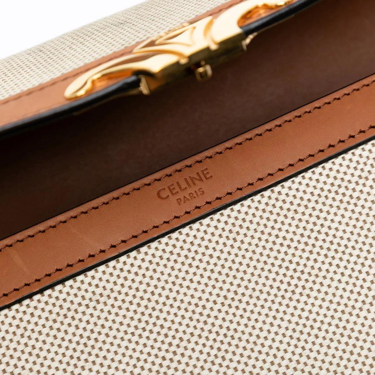 Thumbnail - Celine Hobo Bags - Classique Canvas and Calfskin Triomphe Crossbody - Gr. unisize - in Braun - für Damen