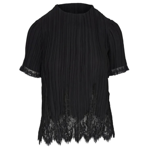 Zimmermann Black Lace-Trim Plisse Top Black 