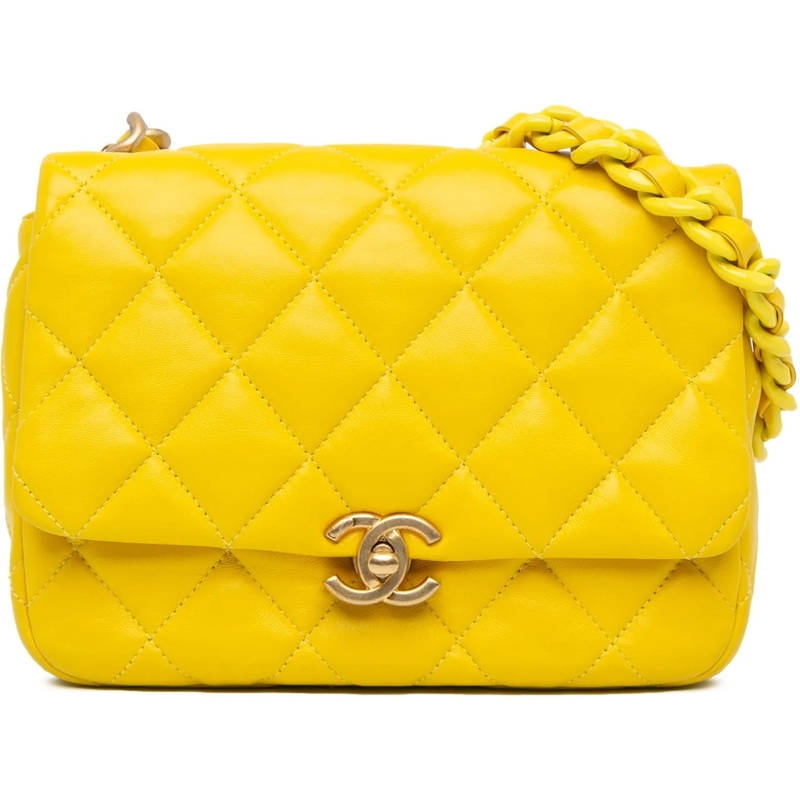 Chanel Sac à bandoulière Small Quilted Lambskin Candy Chain Flap gelb