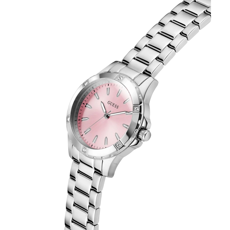 Guess Quarzuhr Quarz-Analoguhr Mist silber