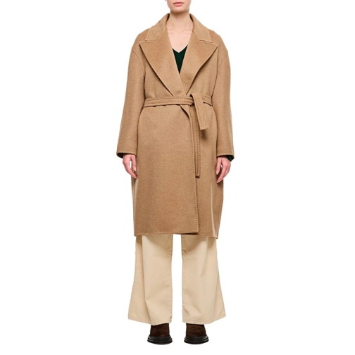 Max Mara Übergangsmäntel Valle Cashmere Belted Coat Brown