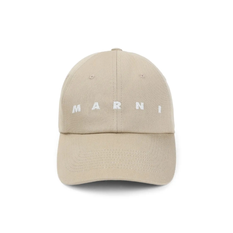 Marni Hoed Classic Six-Panel Cap With Embroidered Detailing Neutrals