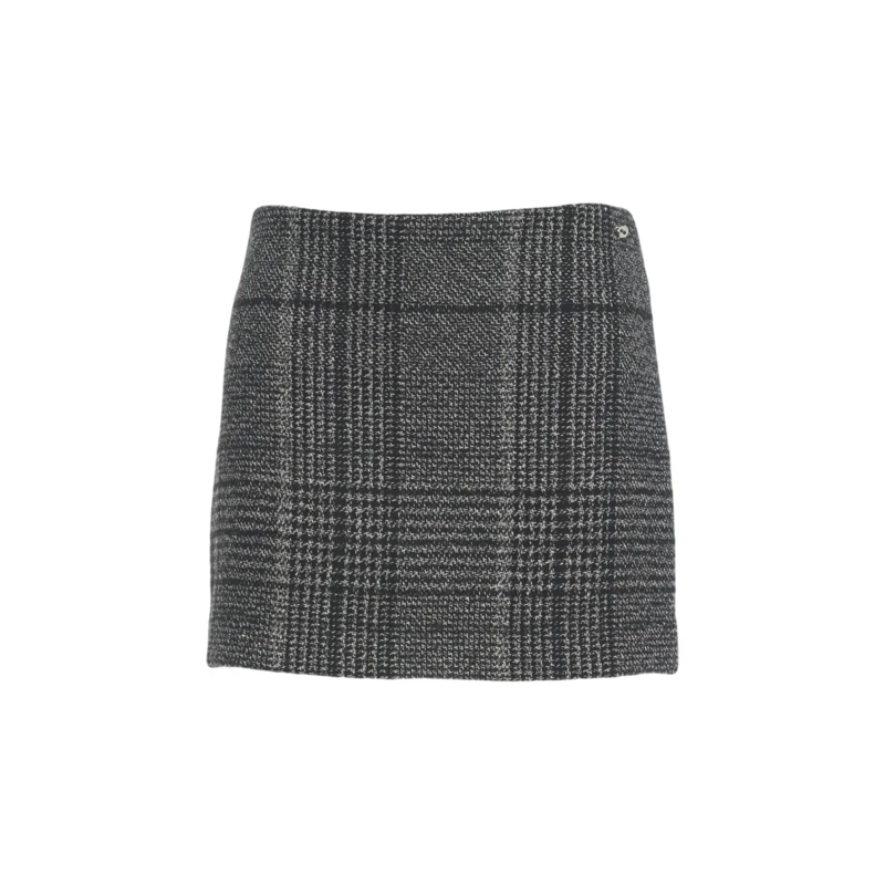 Ottod'ame Minirock Checkered Mini Skirt With Fitted Silhouette And Te Grey