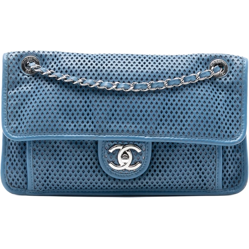 Chanel Schultertasche Medium Perforated Lambskin Up In The Air Flap blau
