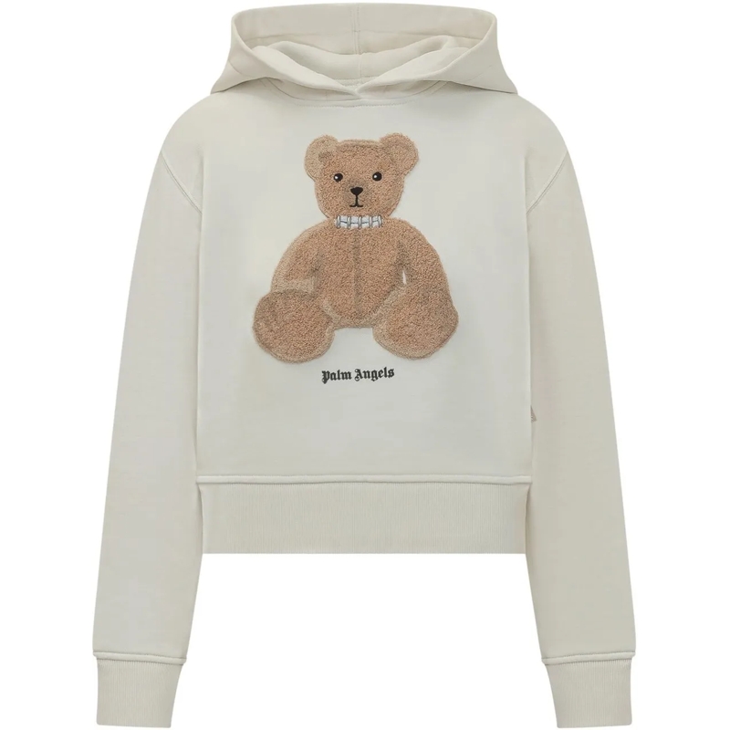 Palm Angels Weste Felpa Bear Fitted Hoodie weiß