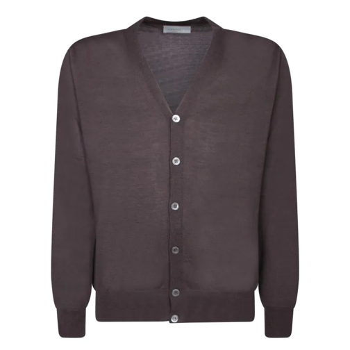 Canali Button-Up V-Neck Cardigan Brown 