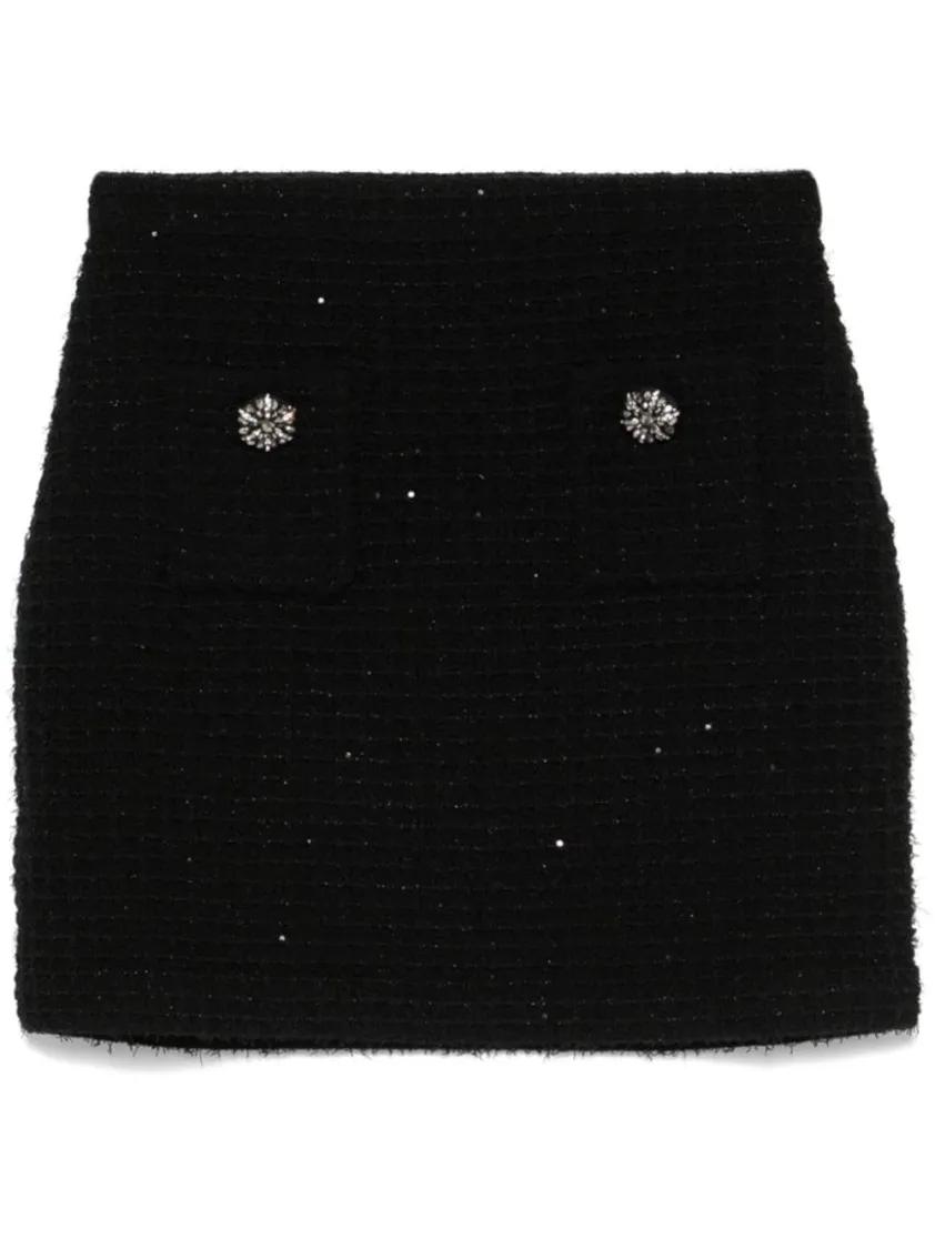 Thumbnail - self-portrait - Textured Knit Mini Skirt - Größe M - schwarz