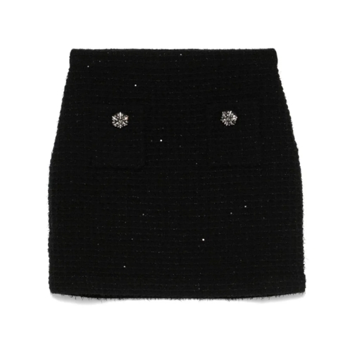 Self Portrait Minirokken Textured Knit Mini Skirt Black