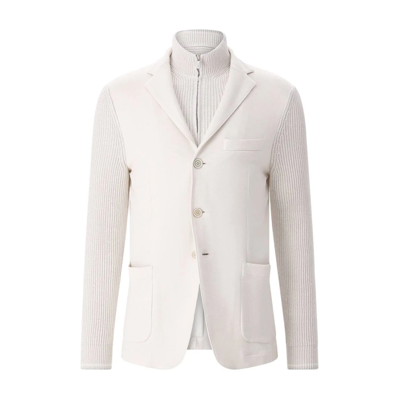 Eleventy Veste de costume Jacke mit Strickeinsatz beige