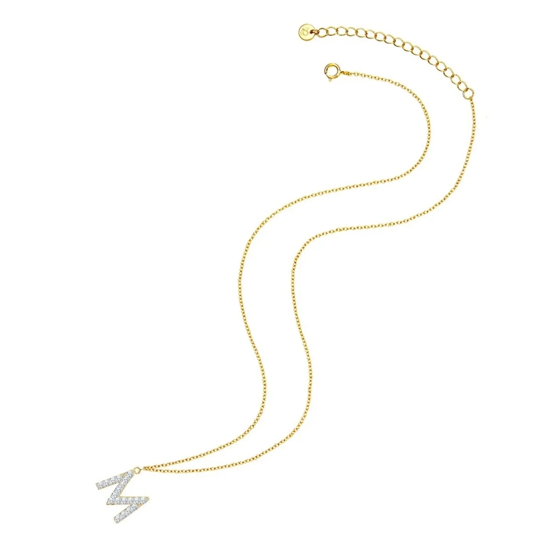 Glanzstücke München Mittellange Halskette Sterling Silber Halskette Zirkonia Buchstabe M gold(Image 3)