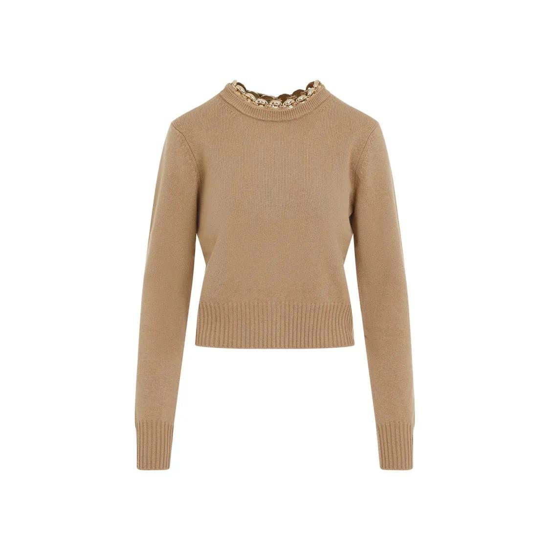 Paco Rabanne - Camel Brown Merino Wool Pullover - Größe L -