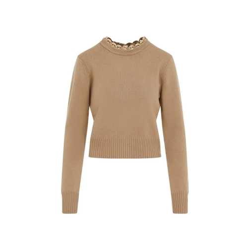 Paco Rabanne Trui Camel Brown Merino Wool Pullover Neutrals