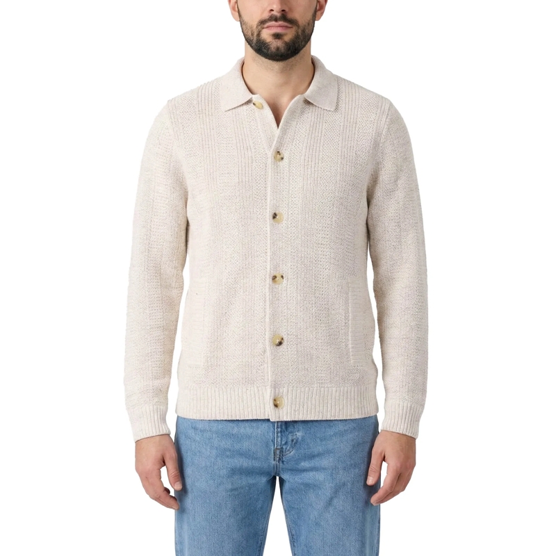 Maurizio Baldassari Overhemd Strickjacke aus Leinenmix weiß(Image 2)