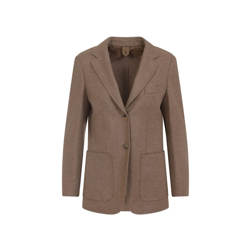 Max Mara Blazer Tailored Jacket In Soft Alpaca-Cashmere Blend Brown