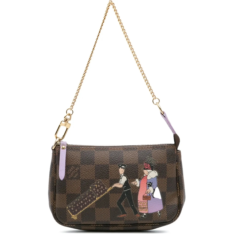 Louis Vuitton Tote Damier Ebene Illustre Mini Pochette Accessories braun