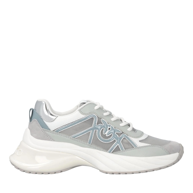 Pinko Low-Top Sneakers Ariel 33 - Sneaker Calf Leather/Net/Cow Suede Whit White/Sage