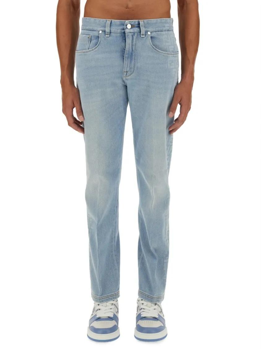 Thumbnail - Fendi - Light Wash Straight-Leg Denim Jeans - Größe 31 - grau