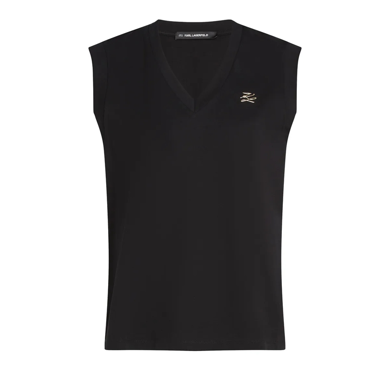 Karl Lagerfeld T-Shirt Tanktop mit V-Ausschnitt T-shirt schwarz