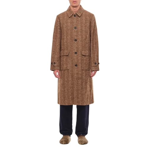 Les Deux Übergangsjacke Maximilian Herringbone Wool Coat Brown