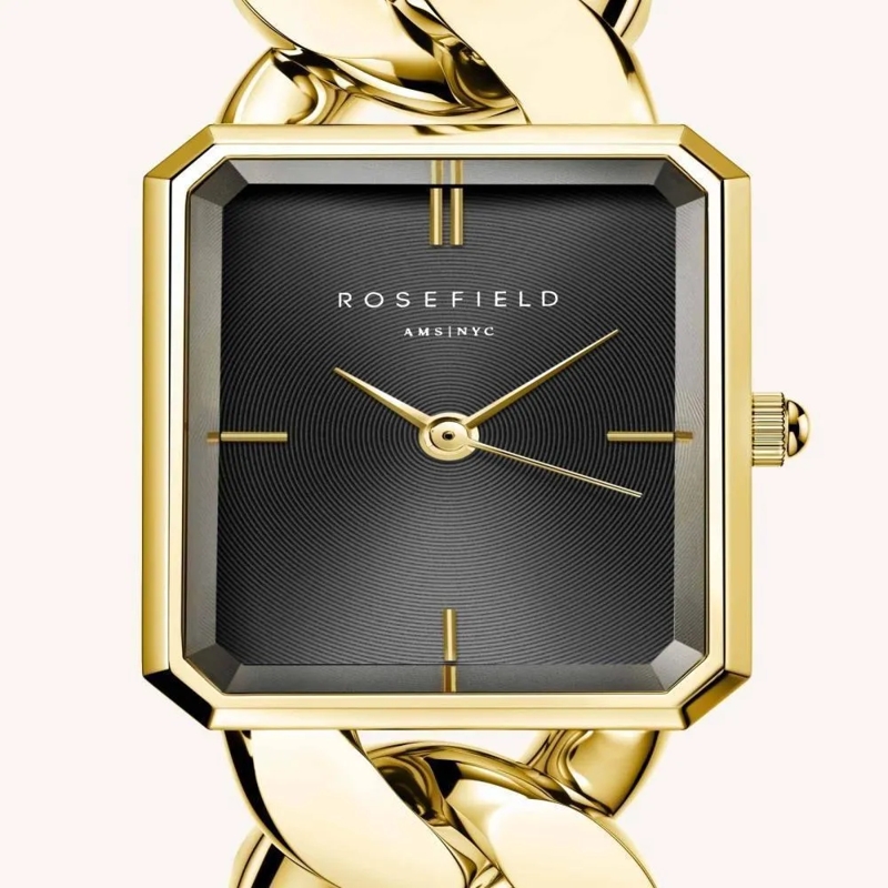 Rosefield Quarzuhr Damenuhr Octagon XS Studio Kettenoptik schwarz(Image 3)