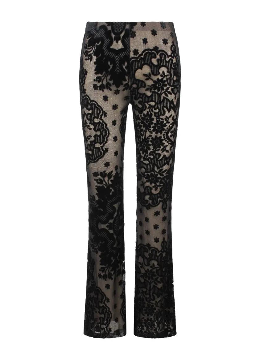 Etro - Velvet Jacquard Tulle Trousers - Größe 42 - schwarz