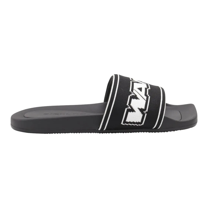 Alexander Wang Balletschoenen Black Slide Sandals With Bold Lettering Black