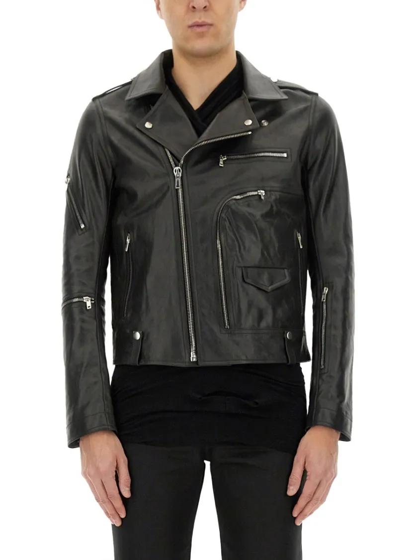 Thumbnail - Rick Owens - Leather "Brad" Jacket - Größe 48 - schwarz