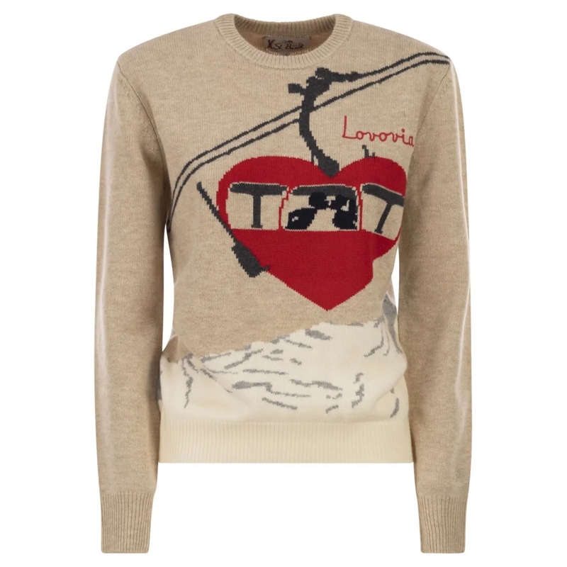 Mc2 Saint Barth Trui New Queen - Wool-Blend Jumper With Embroidery Neutrals