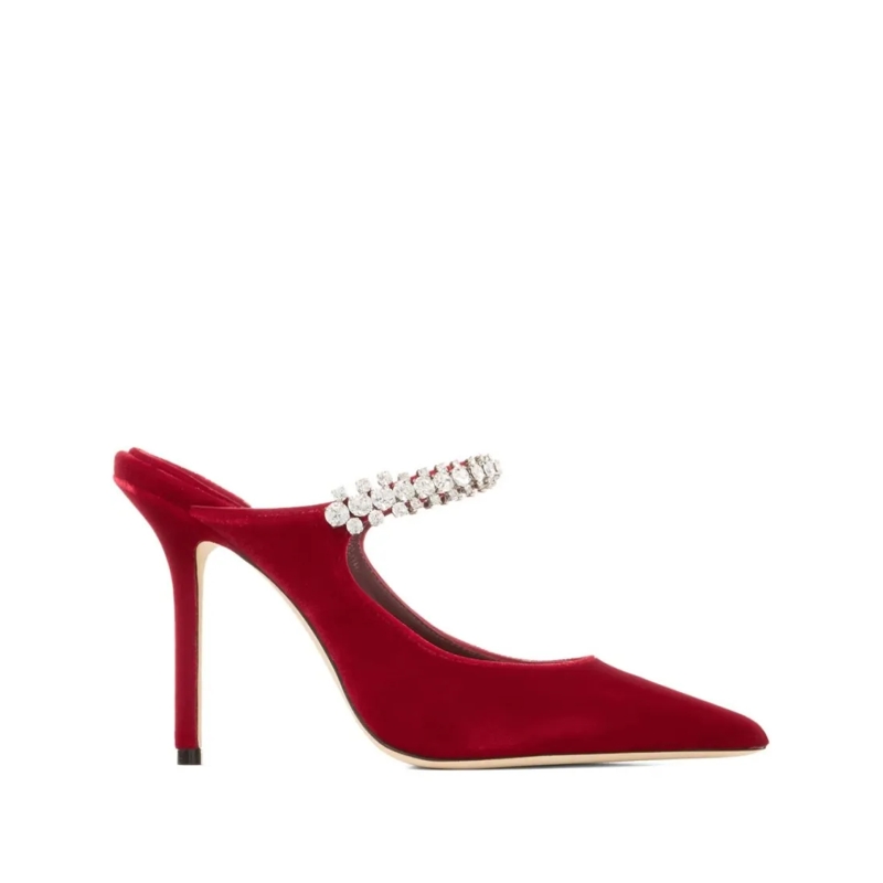 Jimmy Choo Pumps Pointed-Toe Slingback Pumps With Crystal Embellish Red