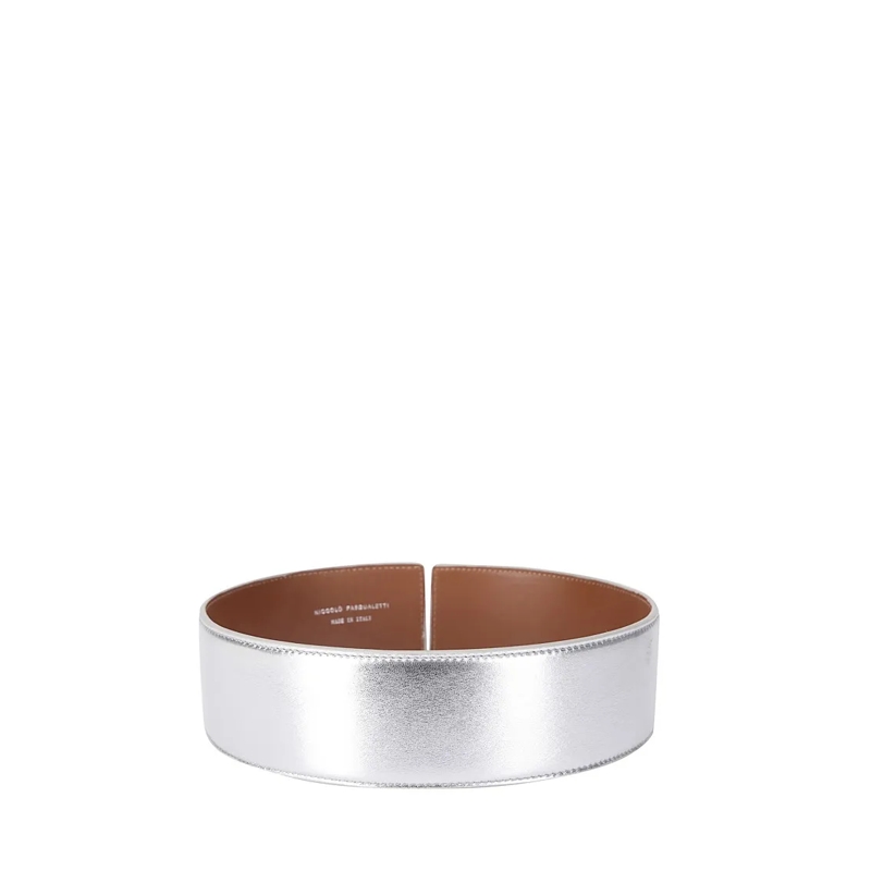 Niccolò Pasqualetti Riem Silver Leather Cintura Presa Belt White