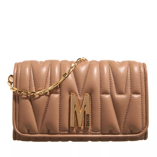 Moschino "M" Group Quilted Marrone Wallet On A Chain