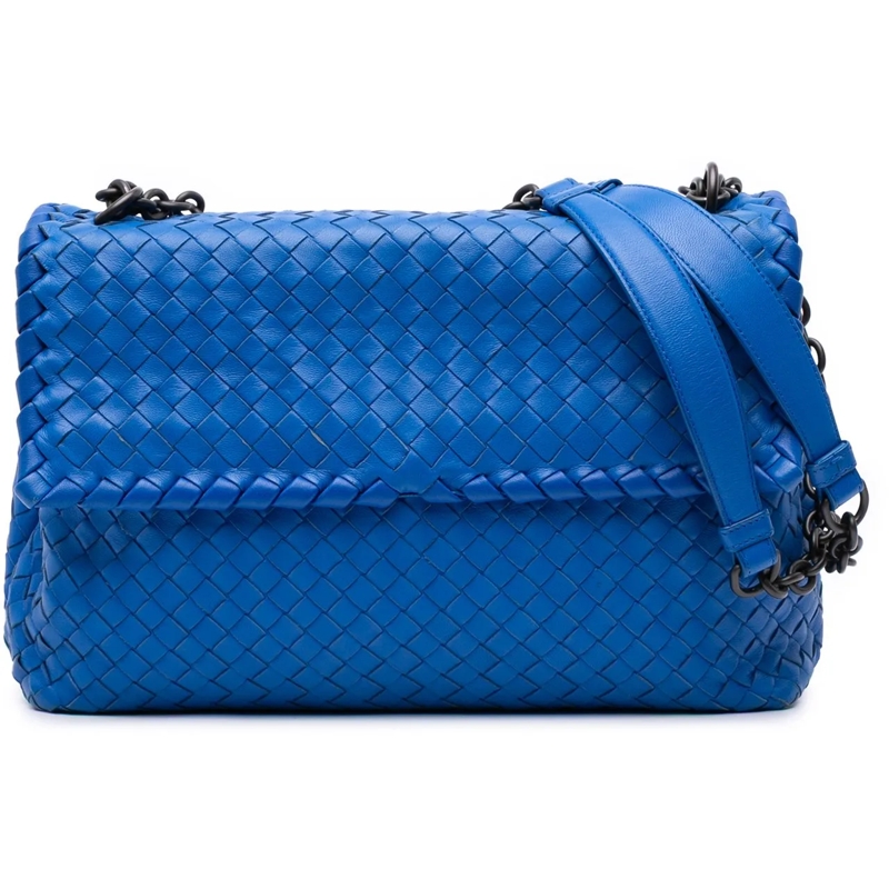 Bottega Veneta Schultertasche Medium Nappa Intrecciato Olimpia Crossbody blau
