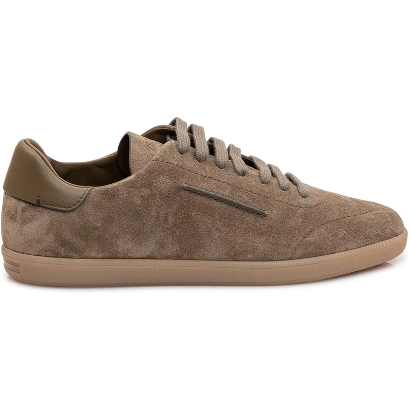 Zegna Low-Top-Sneaker Sneakers 232 Low Top in Pelle Scamosciata con Lacc taupe