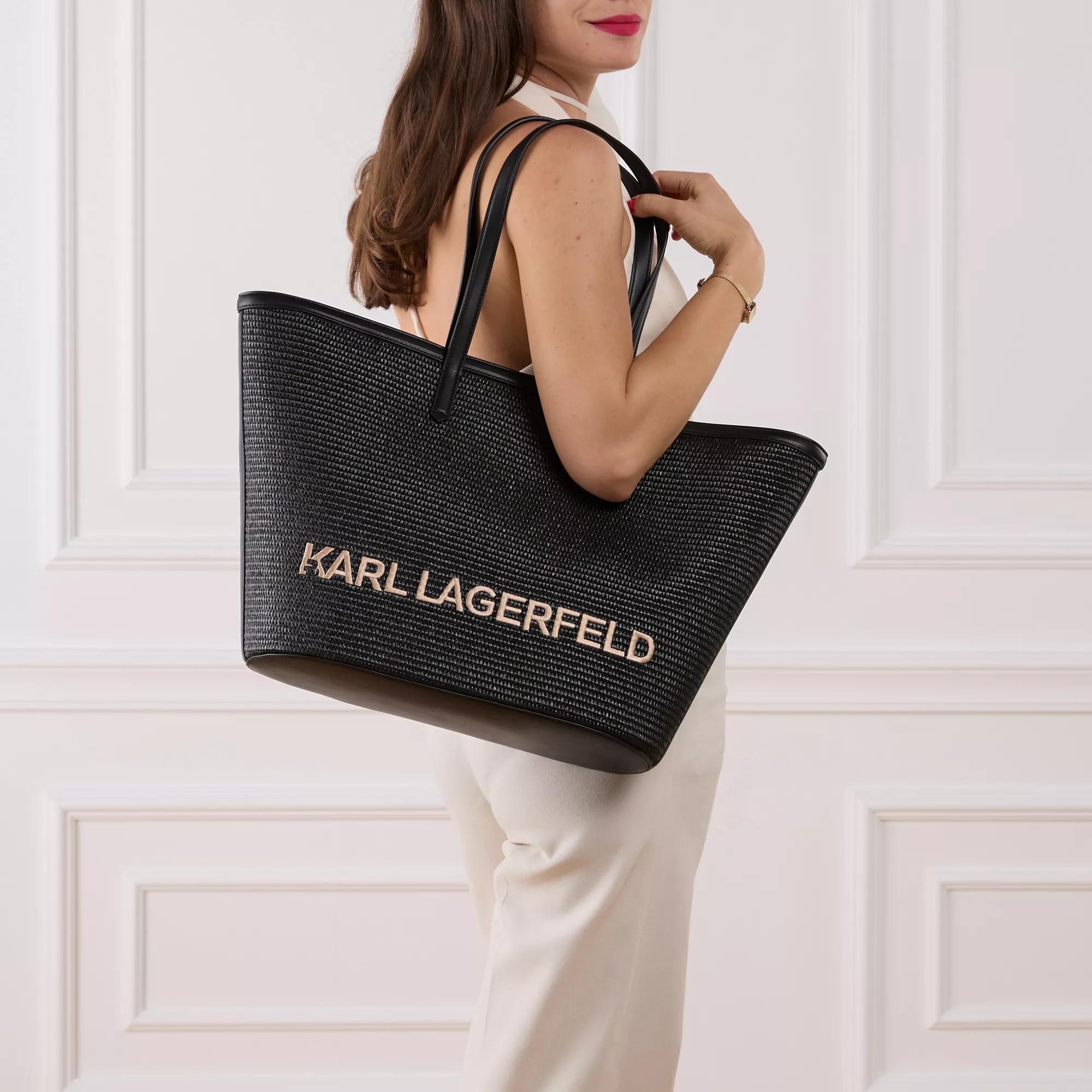 Karl Lagerfeld Shoppers K Essential Raffia Tote in zwart