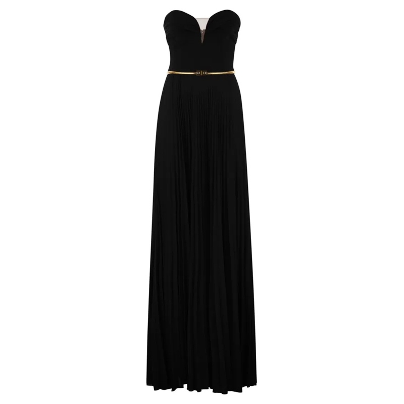 Elisabetta Franchi Robe de soirée Pleated Lurex Jersey Red Carpet Dress Black