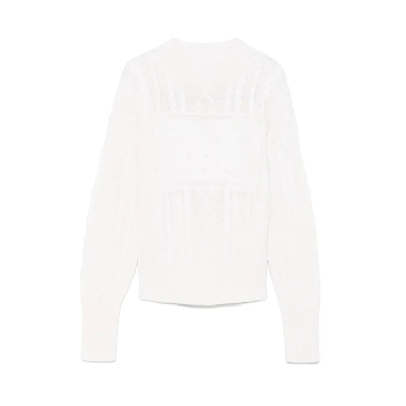 Max Mara Bluse Wool-Cashmere Blend Top With Textured Cable Knit D White
