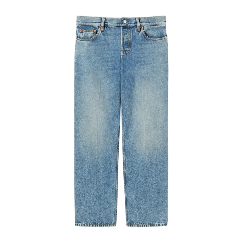 Gucci Jeans Ballerina Denim Pants With Classic Straight-Leg Si Blue