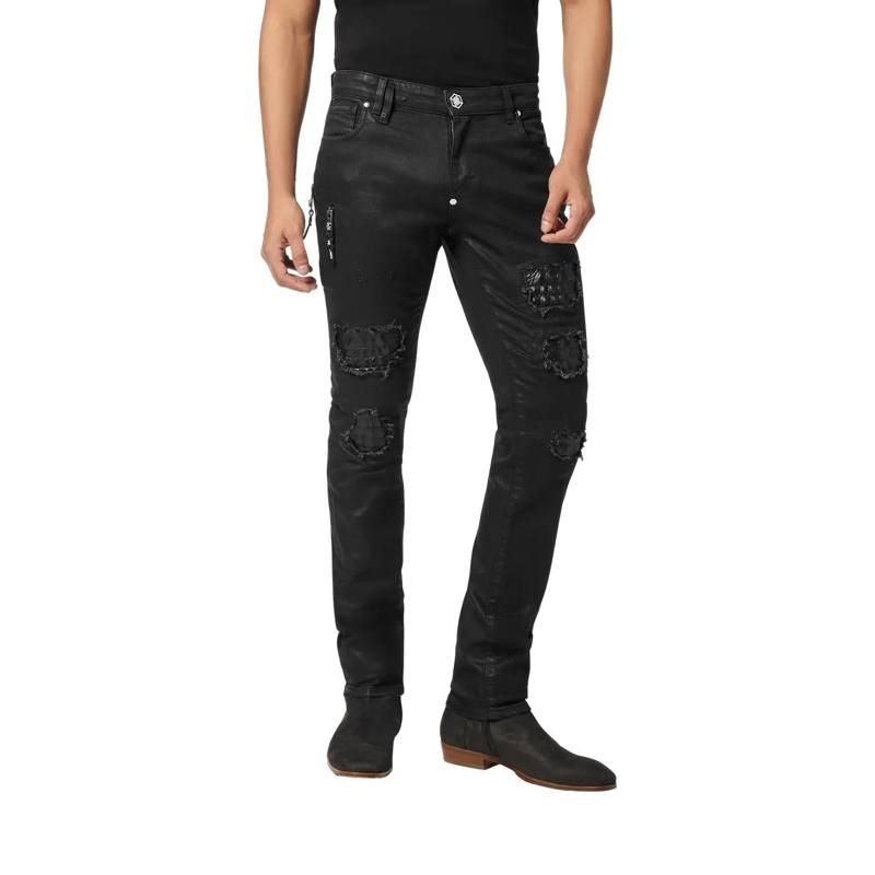 Philipp Plein Skinny-Leg-Jeans Rockstar-Fit Cocco Crocco Geprägt schwarz(Image 3)