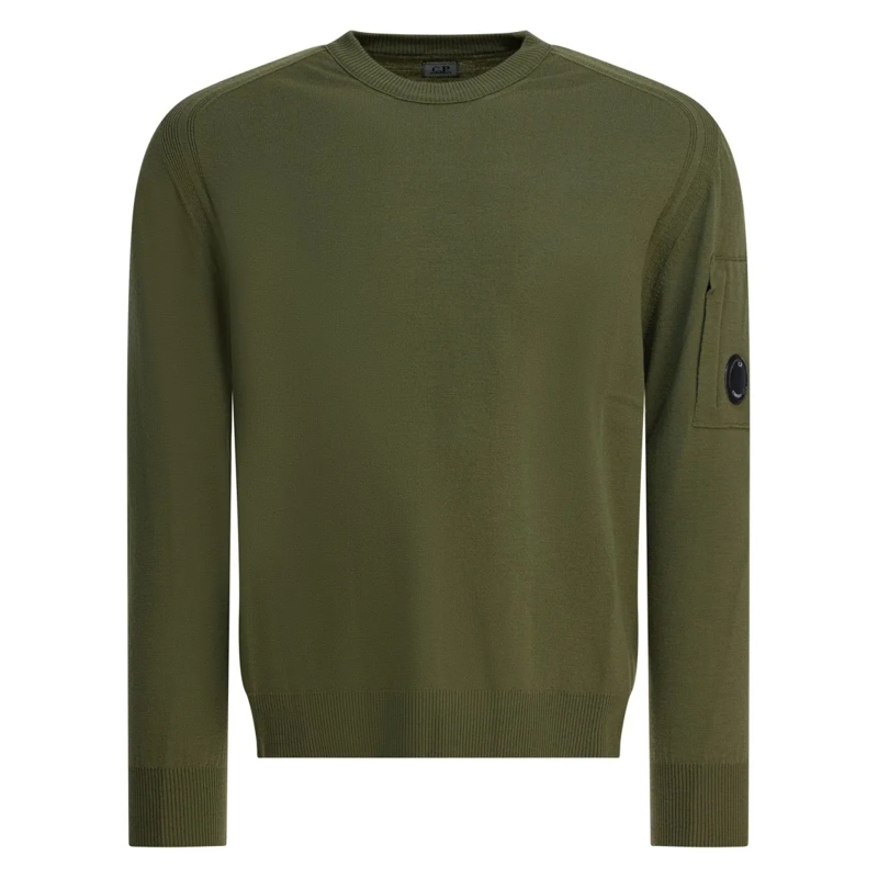 CP Company Trui Crewneck Knit Sweater With Utilitarian Patch Detai Green