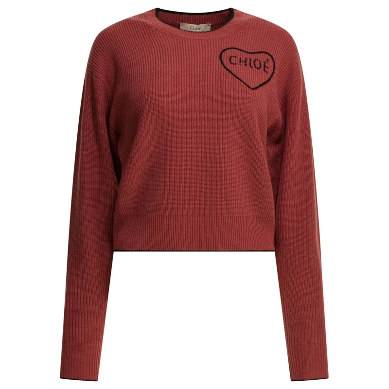 Chloé Trui Ribbed Knitwear With Heart Detail Red
