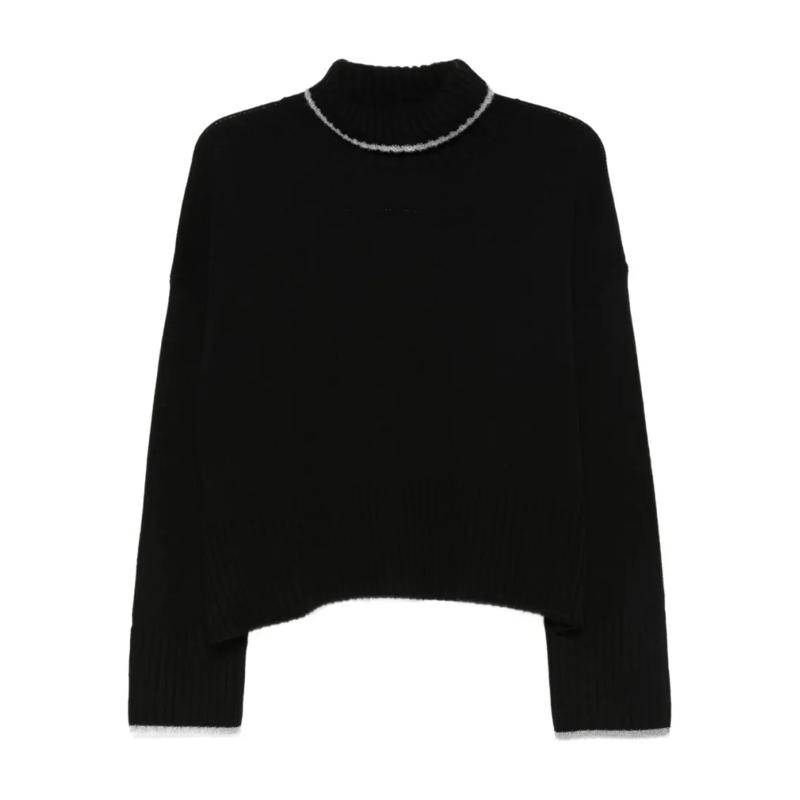 Pinko Pull à col roulé Black Wool-Cashmere Blend Sweater Black
