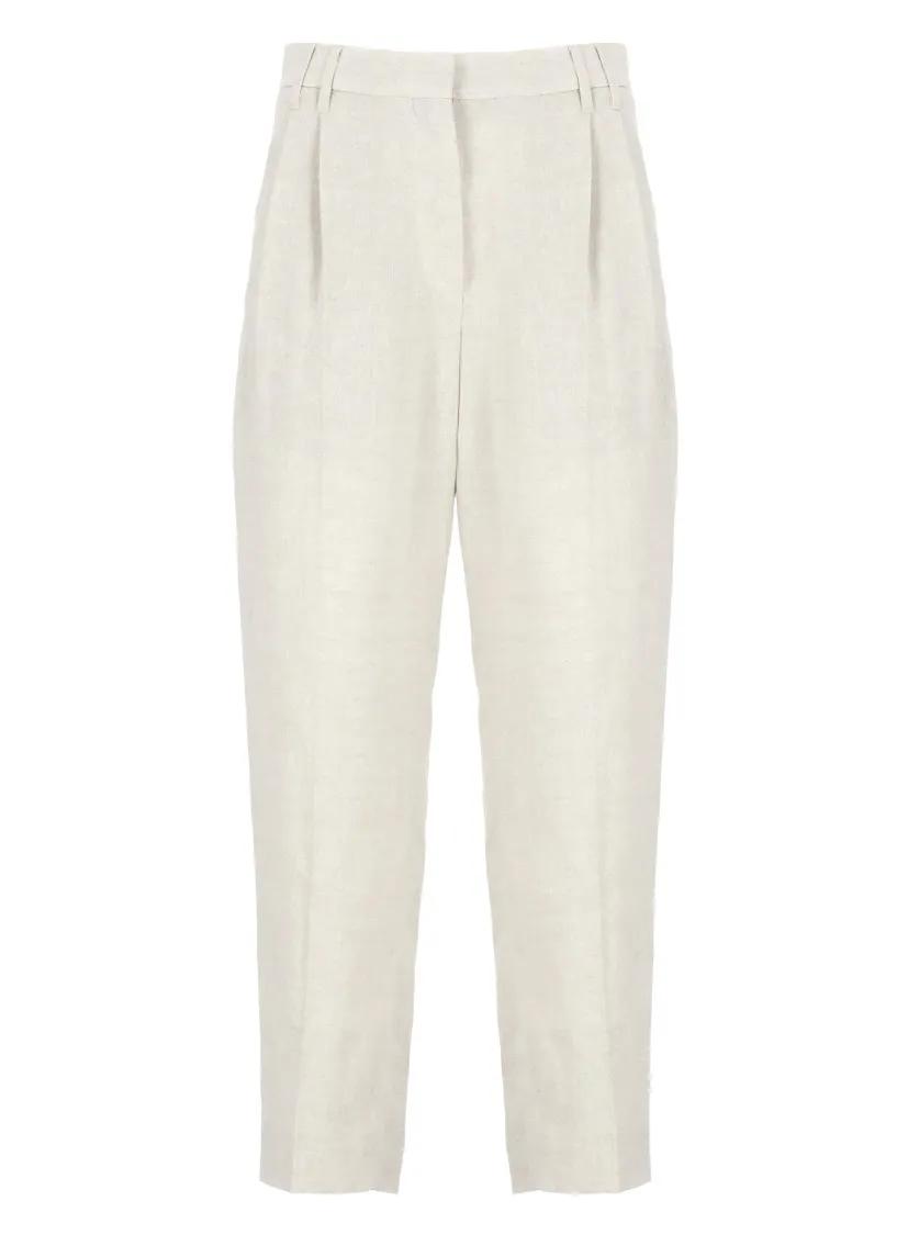 Thumbnail - Brunello Cucinelli - Beige Linen Pants - Größe 40 - beige