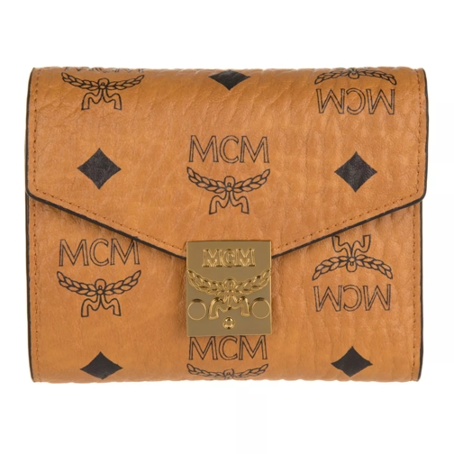 MCM Patricia Visetos 3 Fold Small Wallet Cognac Tri-Fold Portemonnee