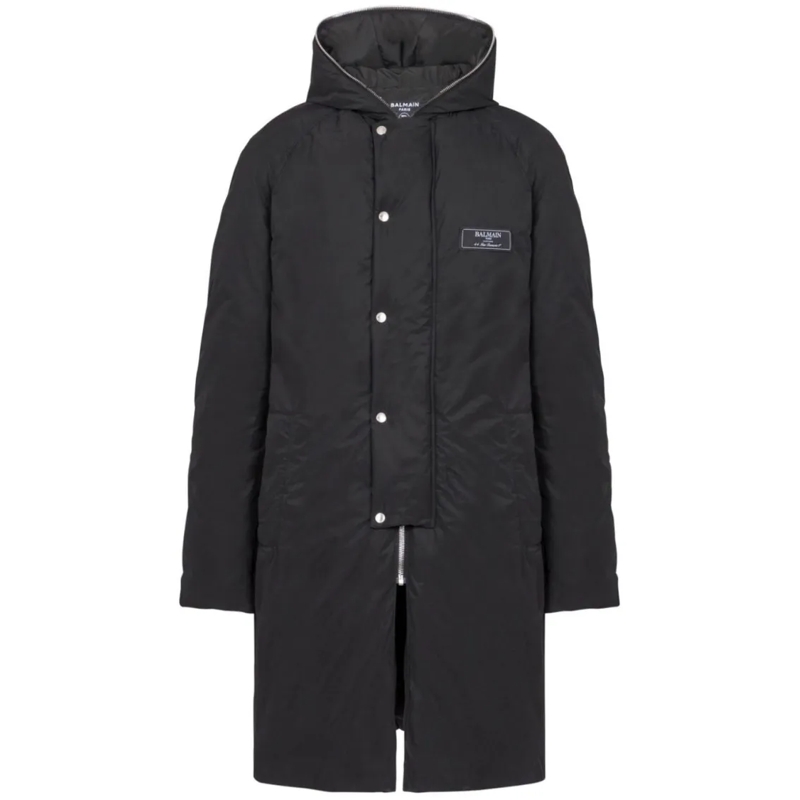 Balmain Parka Satin-Trimmed Black Jacket Black